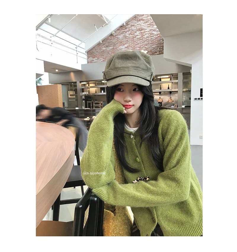 작은 요정 니켈 어린이 한 부서 니트 스웨터 여성 초 겨울 자이언트 잘 생긴 라운드 넥 오픈 가디건 출퇴근 스택 착용 외부 가져 가라. 작은 맨위 재킷 상세 이미지 9