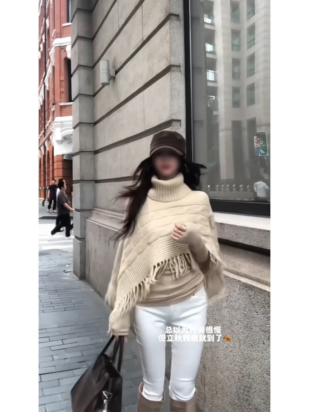분위기 센스 터틀넥 술 망토 스웨터 이른 가을 느긋한 트위스트 꽃 니트 숄 루즈핏 불규칙 풀오버 맨위 상세 이미지 2