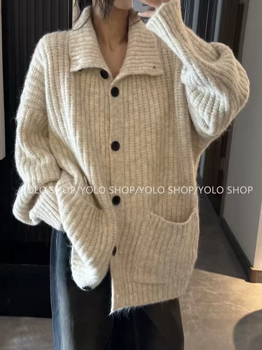 yolo shop 느긋한 look 한 부서 캐주얼 터틀넥 단추 스웨터 여성 코트 봄 가을 두꺼운 맨위 상세 이미지 41