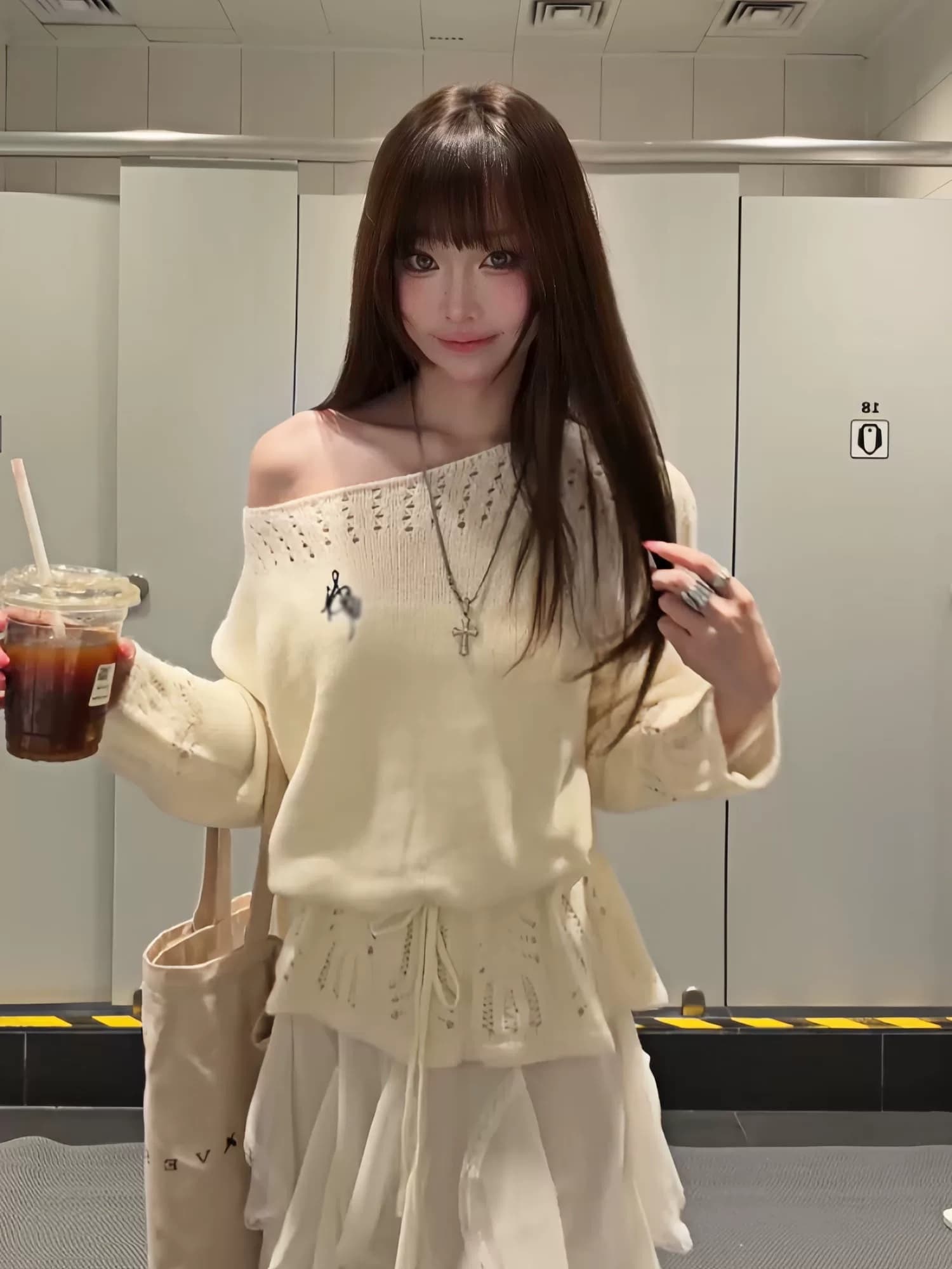 빅 사이즈 통통한 여동생 한 부서 바람 홀로우 아웃 몸매 가꾸기 니트 긴 소매 여성 이른 가을 새로운 고유 한 아름다운 그레이트 봐. 의류 이미지 3