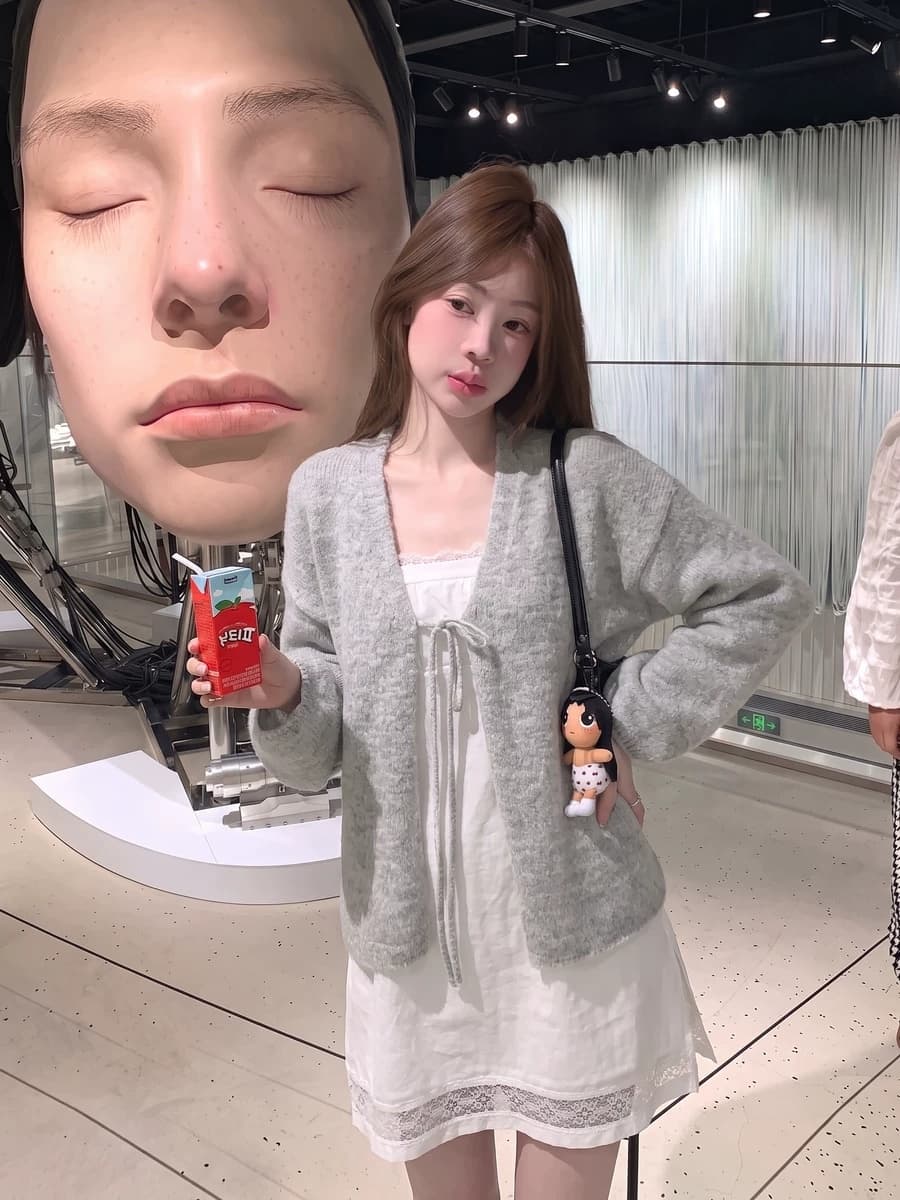 siiooye 남자 플러시 질감 빛 사람들 분위기 포함 양 낙타 털 레이스업 오픈 가디건 스웨터 여자 가을 루즈핏 재킷 이미지 4