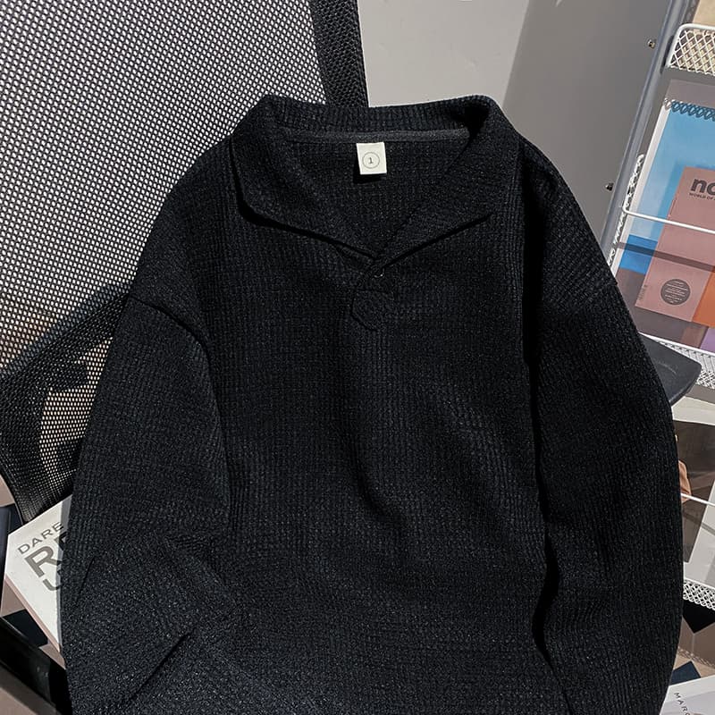 실사 260 그램 로마 그리드 긴팔 티셔츠 polo 기본 셔츠 남자 여성 의류 얇은 긍정적 인 어깨 인사이드 가져 가라. 봄 가을 맨위 상세 이미지 11
