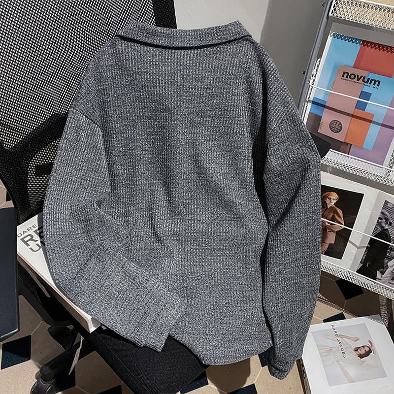 실사 260 그램 로마 그리드 긴팔 티셔츠 polo 기본 셔츠 남자 여성 의류 얇은 긍정적 인 어깨 인사이드 가져 가라. 봄 가을 맨위 상세 이미지 26