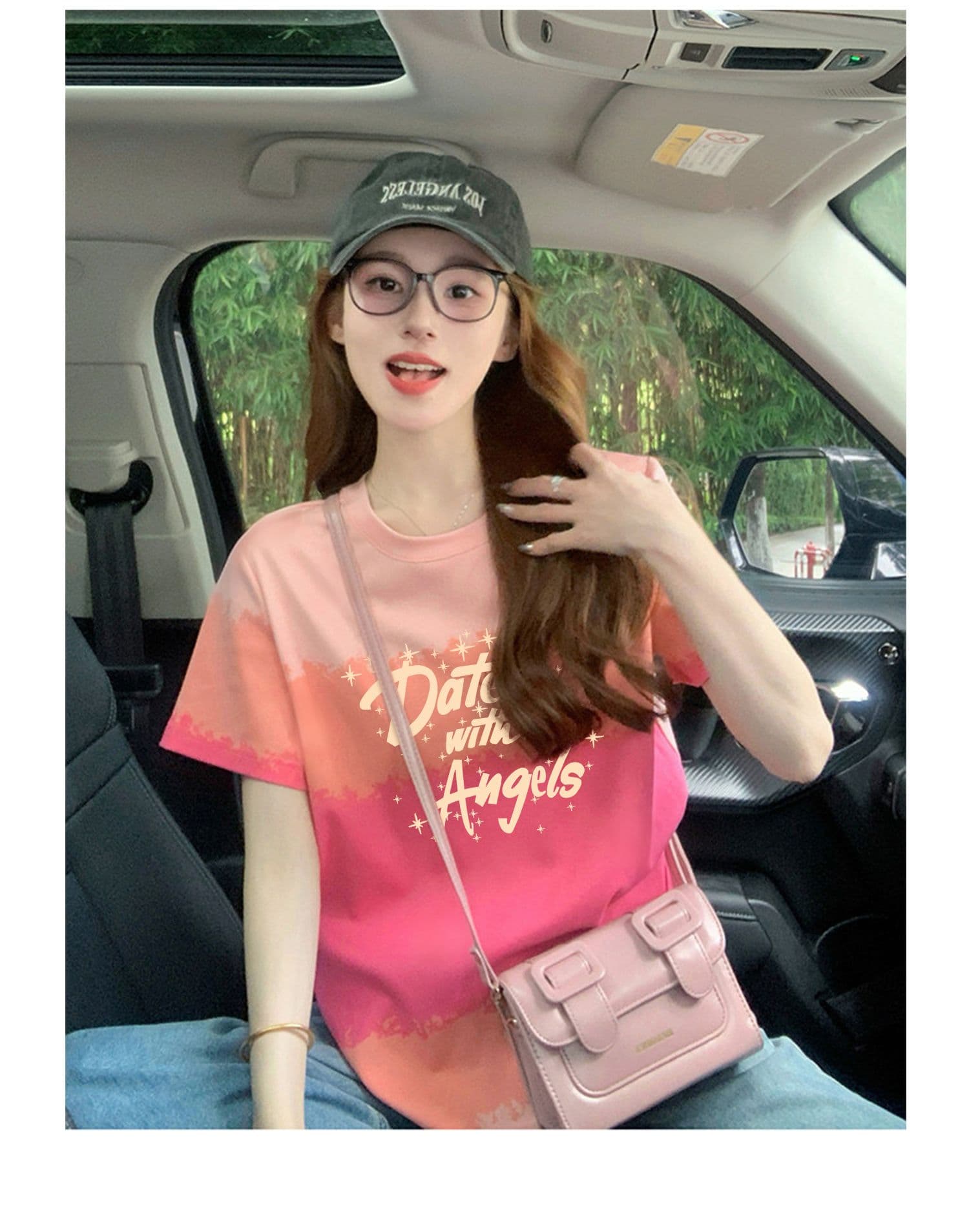 200그램 순면 이후 패키지 칼라 색상 색 후광 염색 루즈핏 티셔츠 여성 디자인 센스 프린트 슬림해 보이는 맨위 트렌디 상세 이미지 6