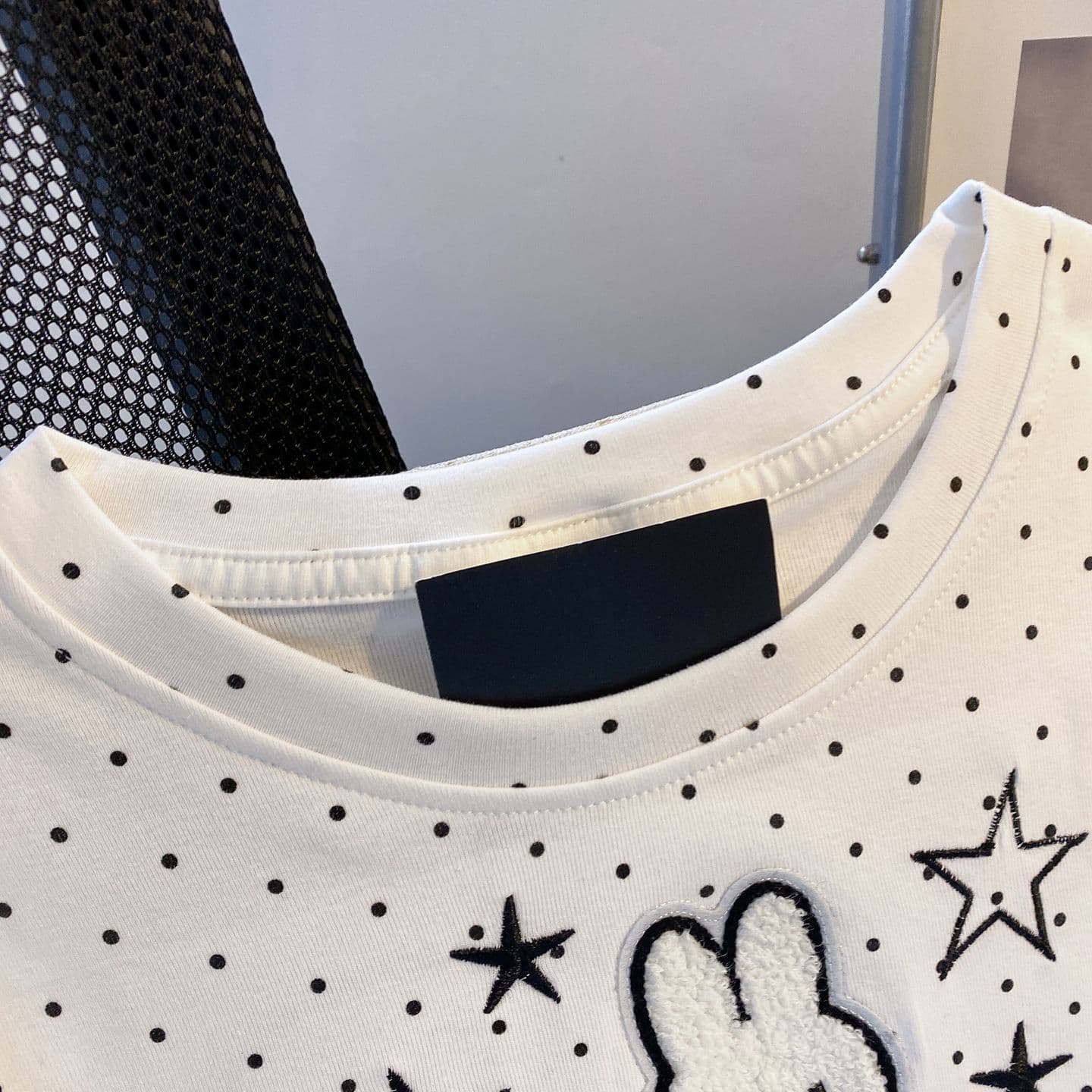 실사 1.1 리브 92 면 8 암모니아 Lun 220 그램 섹시함 도트 무늬 맨위 여성 티셔츠 자수 라운드 넥 맨위 상세 이미지 5