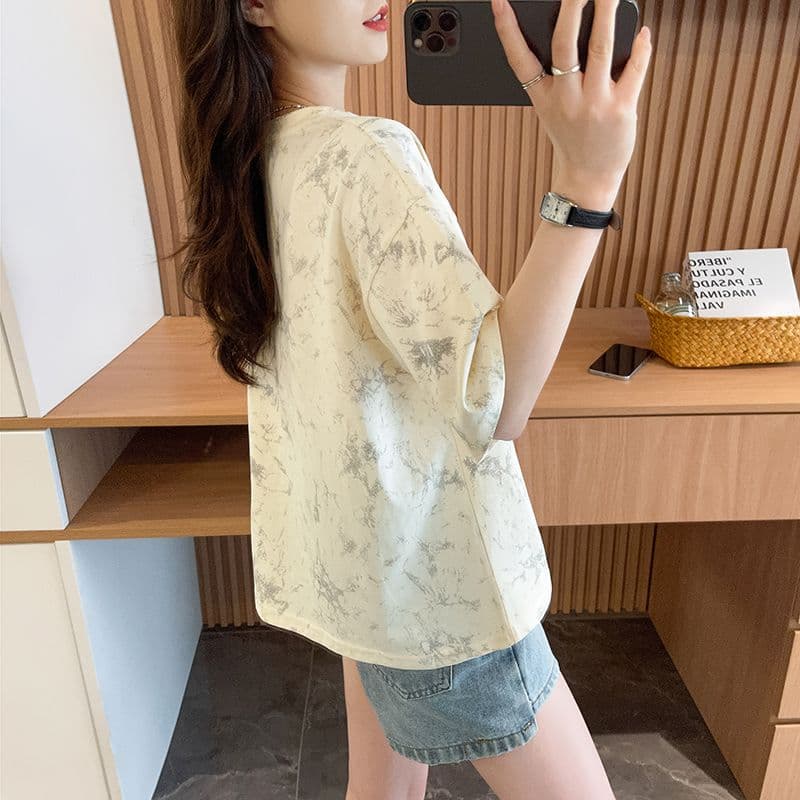실사 흔들어서 톤 품질 순면 이후 패키지 칼라 루즈핏 쇼트 스타일 홀치기 염색 패션 맨위 상세 이미지 7