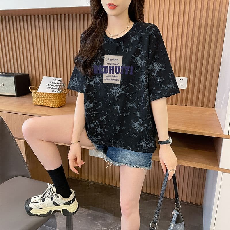 실사 흔들어서 톤 품질 순면 이후 패키지 칼라 루즈핏 쇼트 스타일 홀치기 염색 패션 맨위 상세 이미지 8