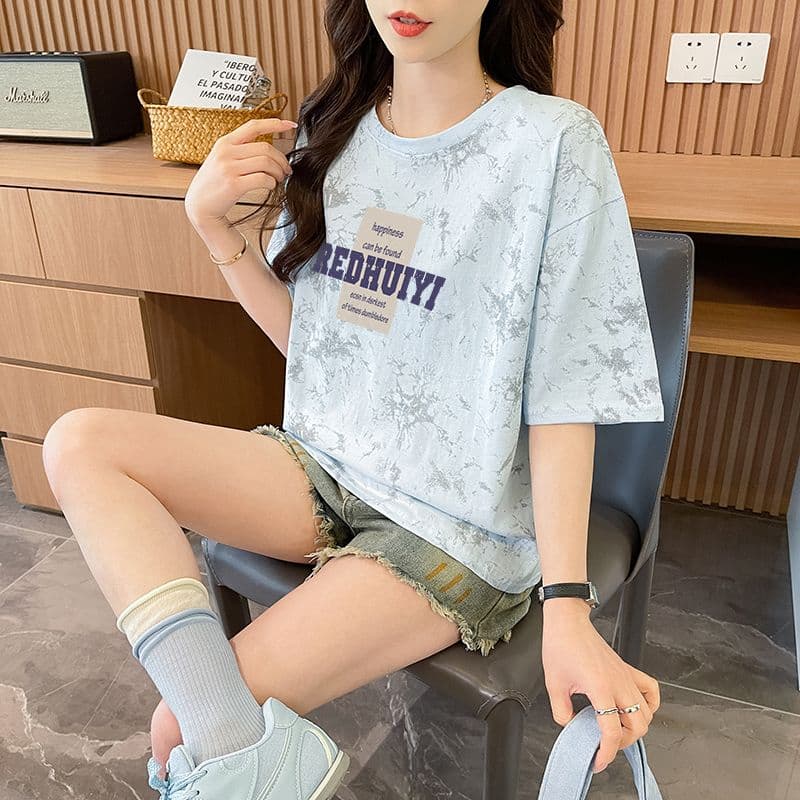 실사 흔들어서 톤 품질 순면 이후 패키지 칼라 루즈핏 쇼트 스타일 홀치기 염색 패션 맨위 상세 이미지 19