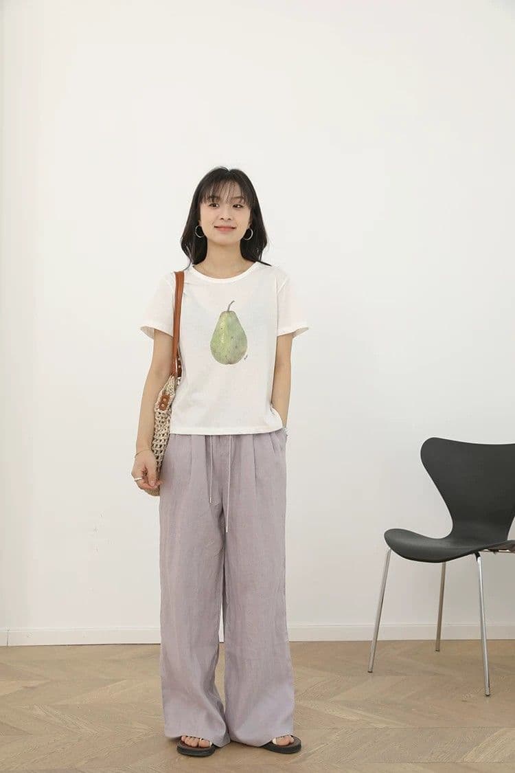 인사이드 테두리 도루 가을 센스 와이드 레깅스 바지 새로운 보라색 면 린넨 바지 지방 mm 빅 사이즈 얇은 스타일 스트레이트 팬츠 상세 이미지 7