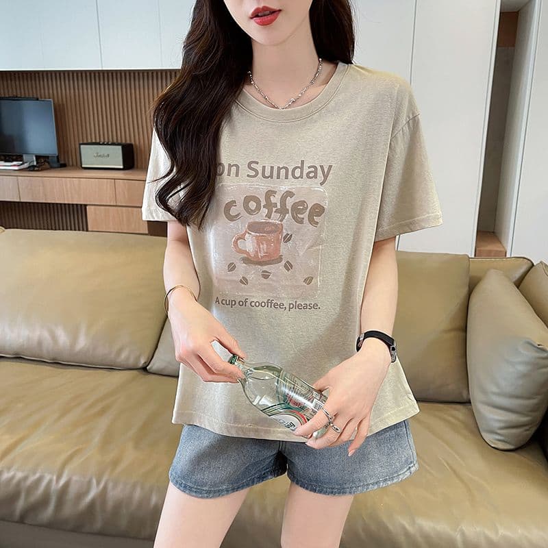 실사 눈꽃 면 자외선 차단 티셔츠 여성용 짧은 소매 여름 새로운 한국 스타일 다용도 루즈핏 빅 사이즈 맨위 ins 트렌디