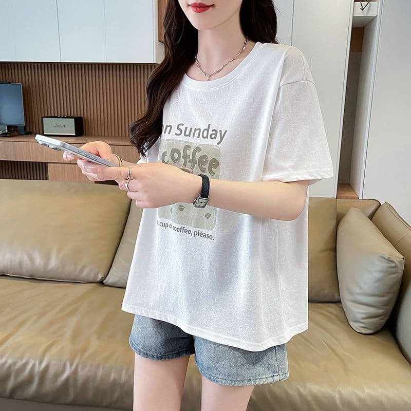 실사 눈꽃 면 자외선 차단 티셔츠 여성용 짧은 소매 여름 새로운 한국 스타일 다용도 루즈핏 빅 사이즈 맨위 ins 트렌디 상세 이미지 12