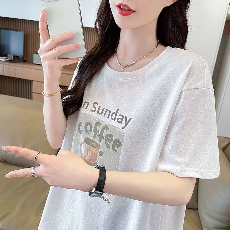 실사 눈꽃 면 자외선 차단 티셔츠 여성용 짧은 소매 여름 새로운 한국 스타일 다용도 루즈핏 빅 사이즈 맨위 ins 트렌디 상세 이미지 13