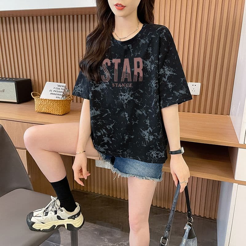 실사 흔들어서 톤 품질 순면 이후 패키지 칼라 루즈핏 쇼트 스타일 홀치기 염색 패션 맨위 상세 이미지 9