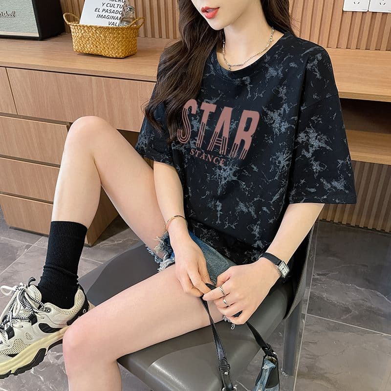 실사 흔들어서 톤 품질 순면 이후 패키지 칼라 루즈핏 쇼트 스타일 홀치기 염색 패션 맨위 상세 이미지 12