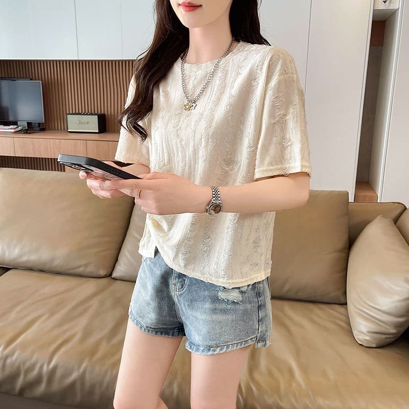 실사 반팔 티셔츠 여름 새로운 루즈핏 패션 다용도 외국 가스 라운드 넥 펌프 로프 맨위 서비스 ins 트렌디 상세 이미지 13
