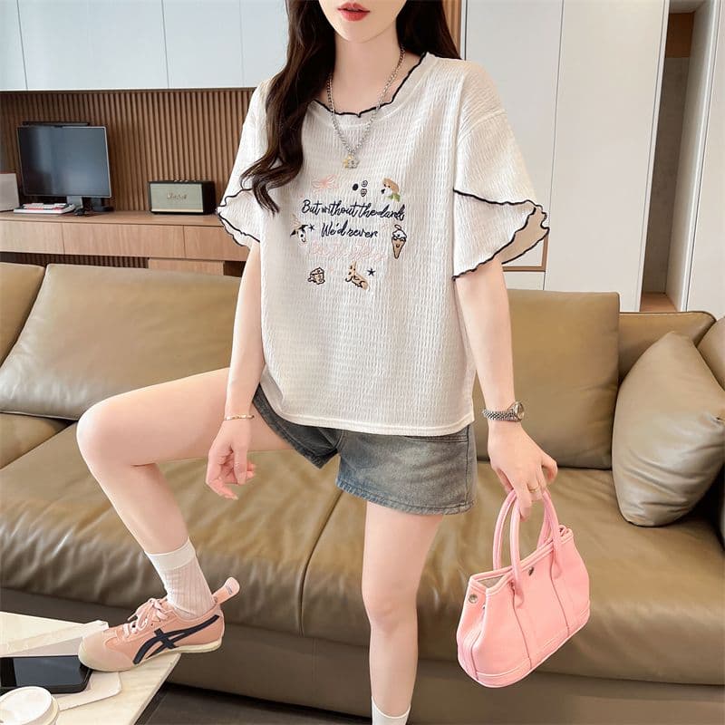 실사 반팔 티셔츠 여성 여름 새로운 루즈핏 패션 외국 가스 라운드 넥 만화 애니메이션 맨위 서비스 ins 트렌디 상세 이미지 11