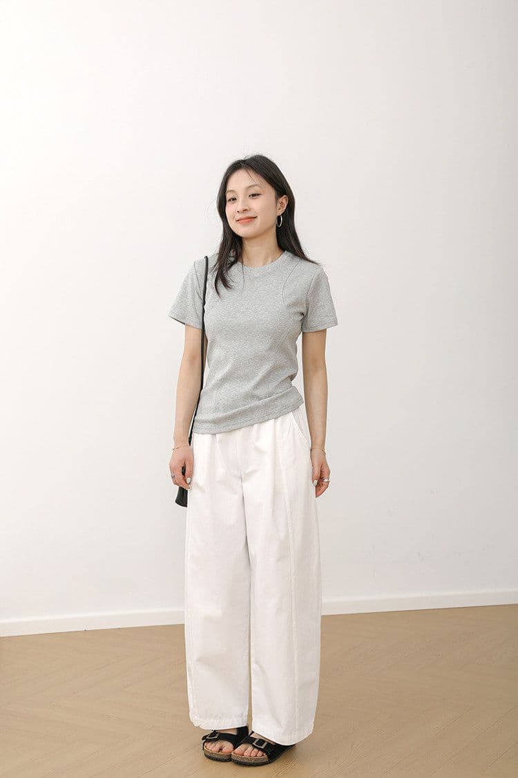 순면 여름 일본식 다용도 허리밴드 넓은 다리 캐주얼 바지 표지 넓적 다리 슬림해 보이는 야마모토 바지 작은 키 상세 이미지 16