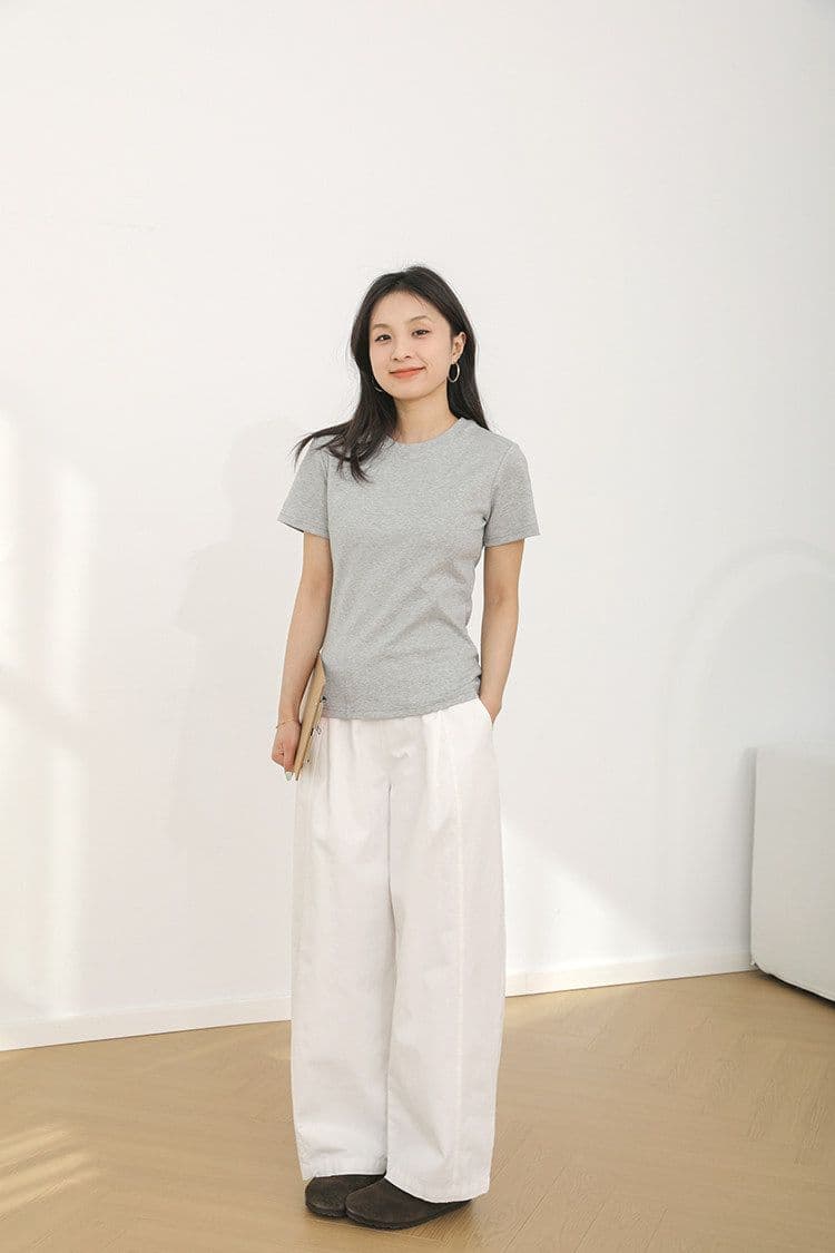 순면 여름 일본식 다용도 허리밴드 넓은 다리 캐주얼 바지 표지 넓적 다리 슬림해 보이는 야마모토 바지 작은 키 상세 이미지 21