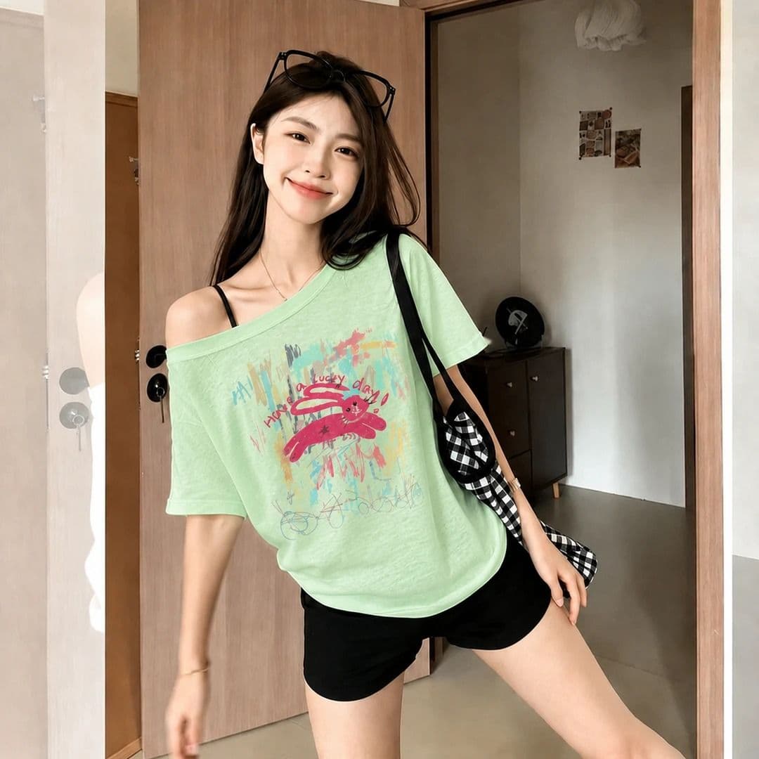 광저우 라이 경기 서울 눈꽃 얼음 차가운 면 165 그램 헝겊 차가운 미끄러짐 새는 어깨 반팔 티셔츠 상세 이미지 3