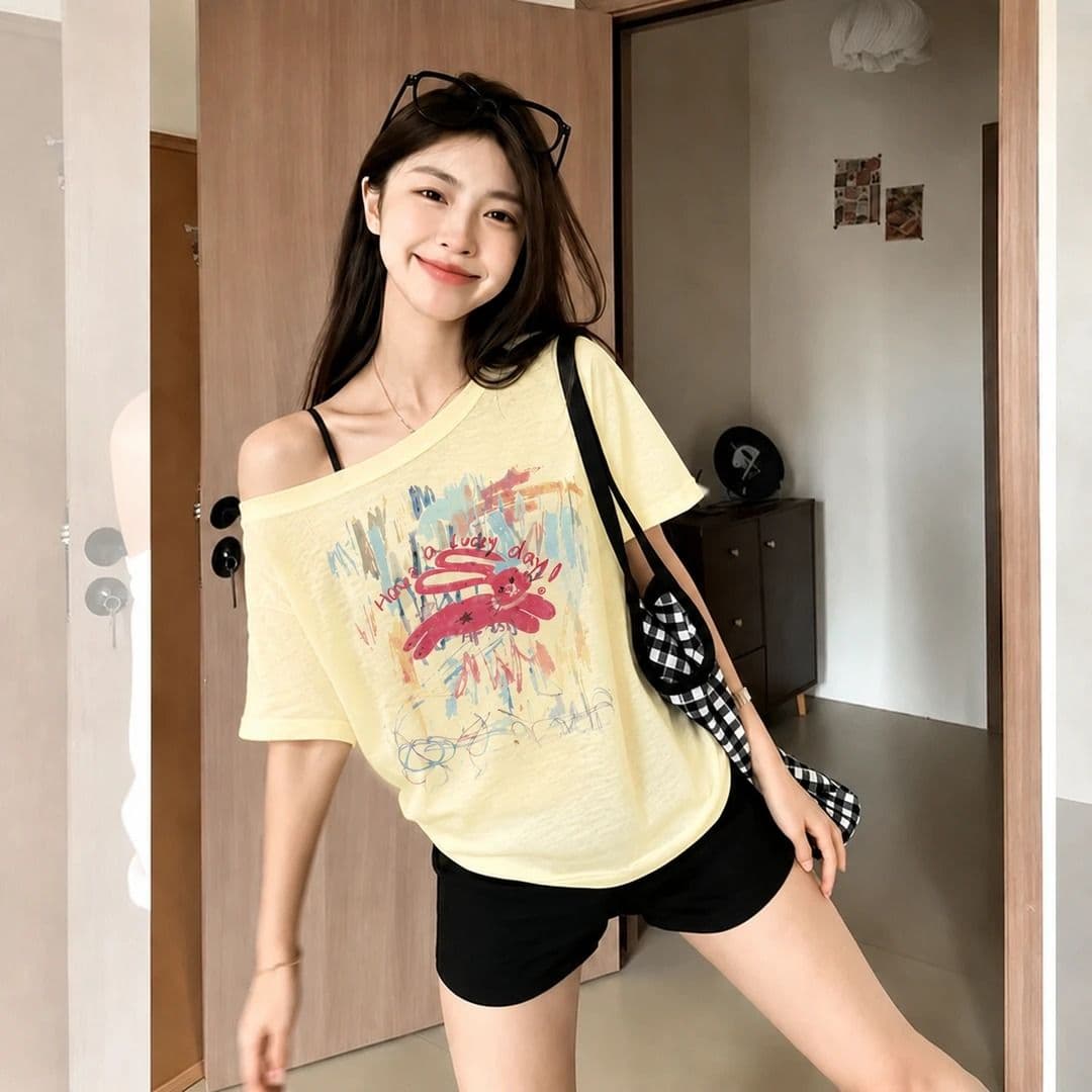 광저우 라이 경기 서울 눈꽃 얼음 차가운 면 165 그램 헝겊 차가운 미끄러짐 새는 어깨 반팔 티셔츠 상세 이미지 4
