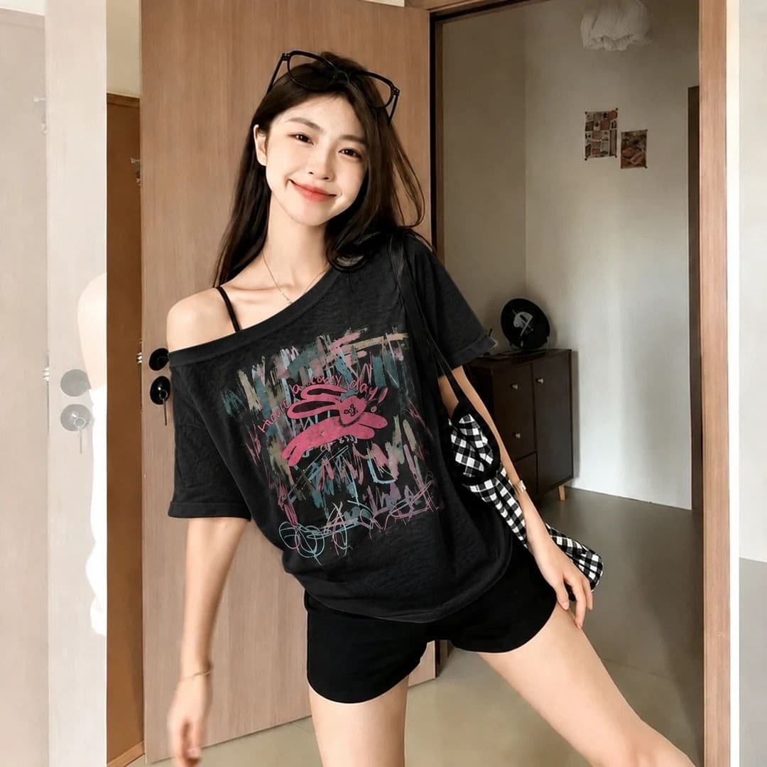 광저우 라이 경기 서울 눈꽃 얼음 차가운 면 165 그램 헝겊 차가운 미끄러짐 새는 어깨 반팔 티셔츠 상세 이미지 6