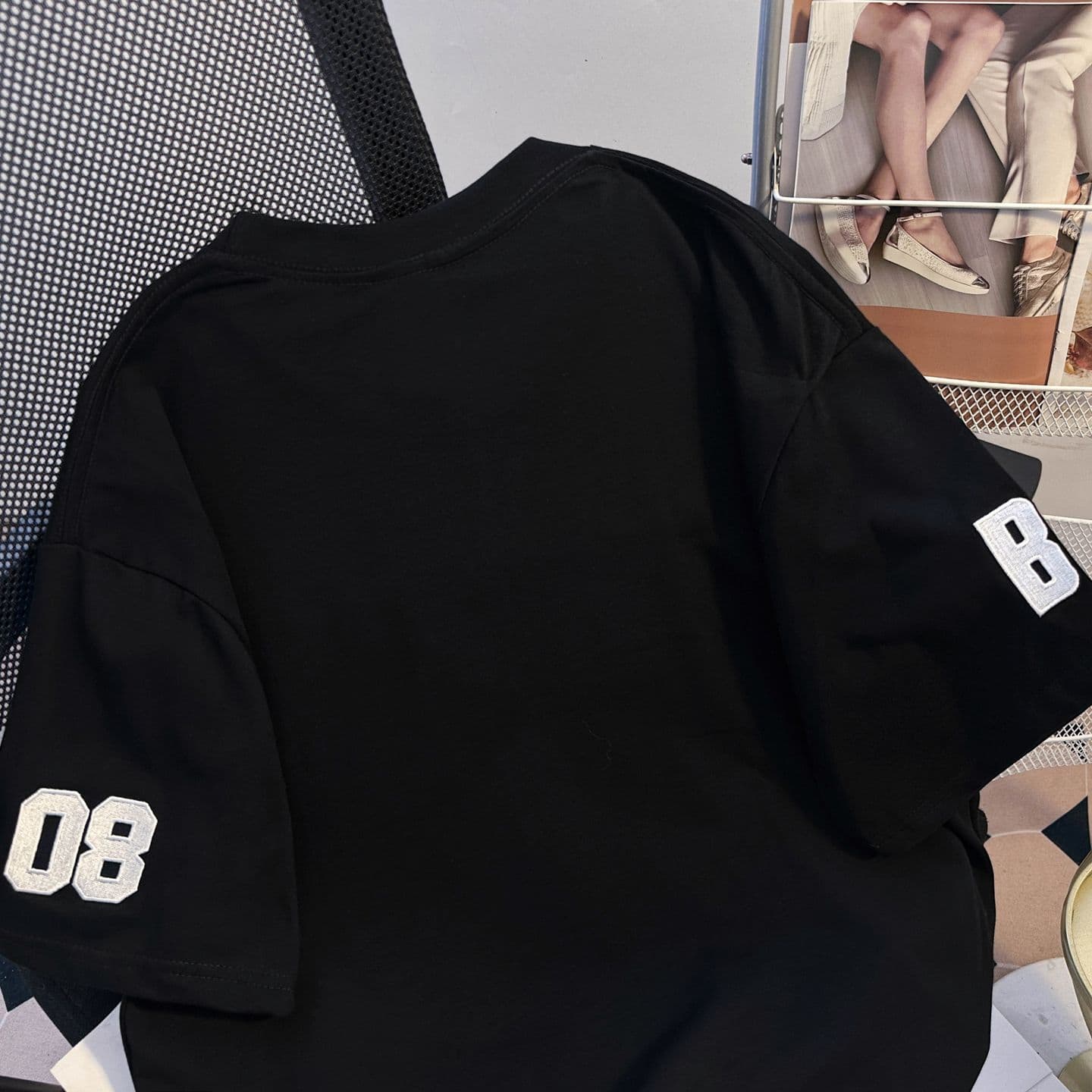 실사 더블 실 240 그램 순면 반팔 티셔츠 여성 여름 새로운 루즈핏 자수 라운드 넥 맨위 상세 이미지 21