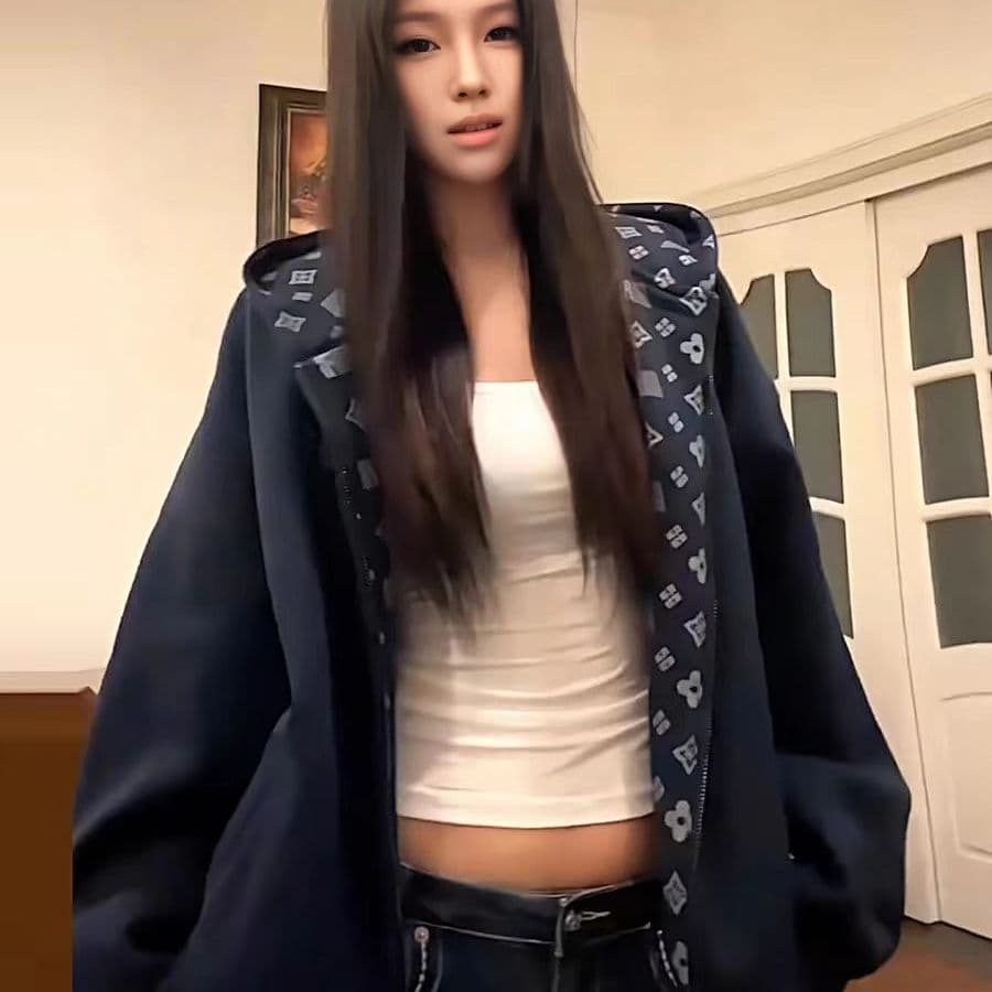 경관 그림 빅 사이즈 여성 의류 긴팔 티셔츠 후드티 여성 가을 얇은 지퍼 카디건 코트 새로운 후드 맨위 상세 이미지 2