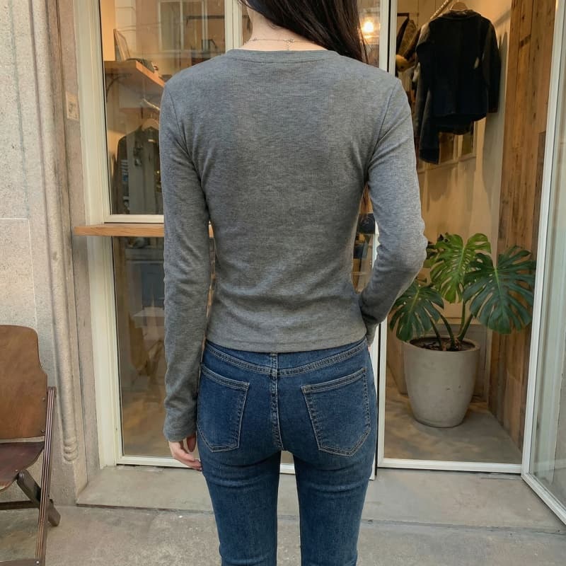 실사 280 그램 양 플러시 원본 헨리 칼라 털이 있는 긴팔 티셔츠 기본 셔츠 여성 인사이드 잡아라. 의류 상세 이미지 15