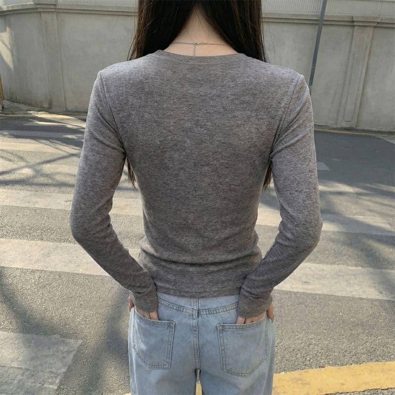실사 280 그램 양 플러시 De 플러시 기본 셔츠 여성 봄 가을 겨울 긴팔 티셔츠 털이 있는 라운드 넥 긍정적 인 어깨 상세 이미지 15