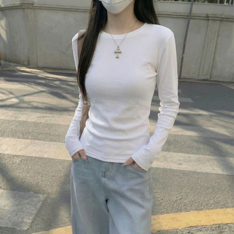 실사 280 그램 양 플러시 De 플러시 기본 셔츠 여성 봄 가을 겨울 긴팔 티셔츠 털이 있는 라운드 넥 긍정적 인 어깨 상세 이미지 17