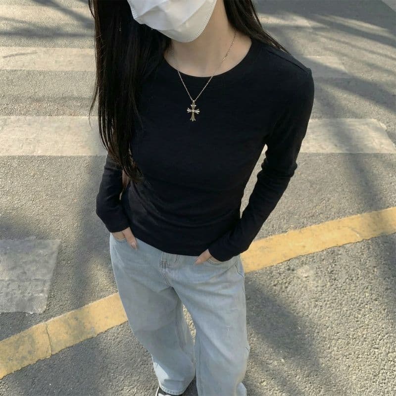 실사 280 그램 양 플러시 De 플러시 기본 셔츠 여성 봄 가을 겨울 긴팔 티셔츠 털이 있는 라운드 넥 긍정적 인 어깨 상세 이미지 25