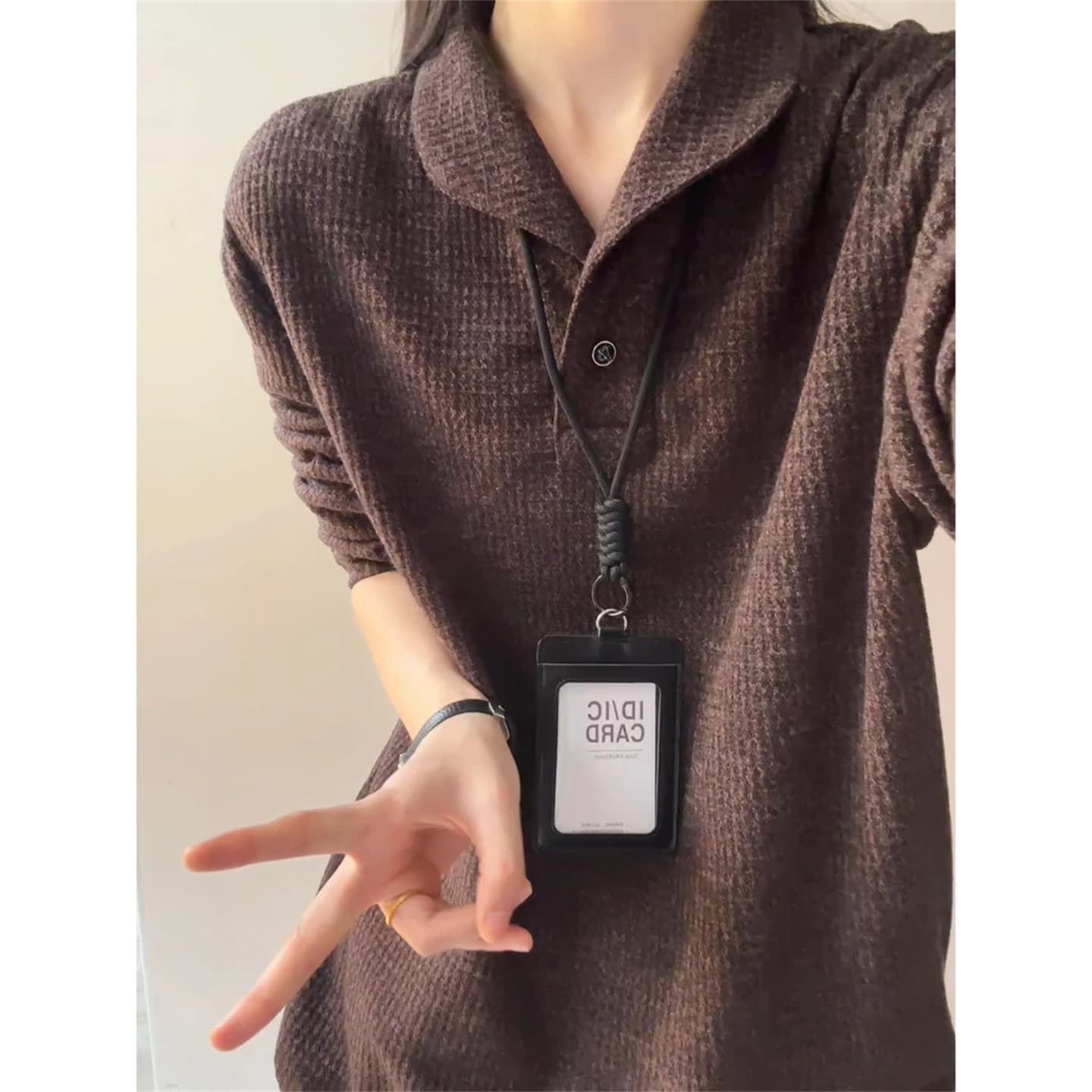 경관 그림 260 그램 로마 그리드 긴팔 티셔츠 polo 기본 셔츠 남자 여성 의류 얇은 긍정적 인 어깨 인사이드 가져 가라. 봄 가을 맨위 이미지 4