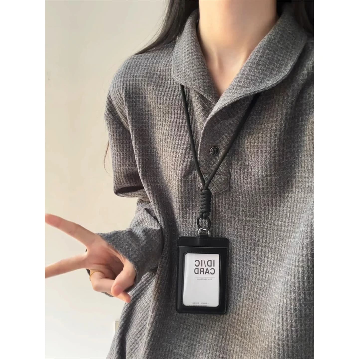 경관 그림 260 그램 로마 그리드 긴팔 티셔츠 polo 기본 셔츠 남자 여성 의류 얇은 긍정적 인 어깨 인사이드 가져 가라. 봄 가을 맨위 상세 이미지 6