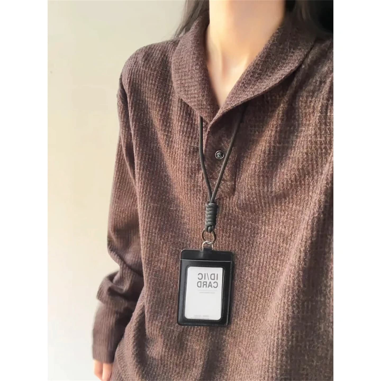경관 그림 260 그램 로마 그리드 긴팔 티셔츠 polo 기본 셔츠 남자 여성 의류 얇은 긍정적 인 어깨 인사이드 가져 가라. 봄 가을 맨위 상세 이미지 7