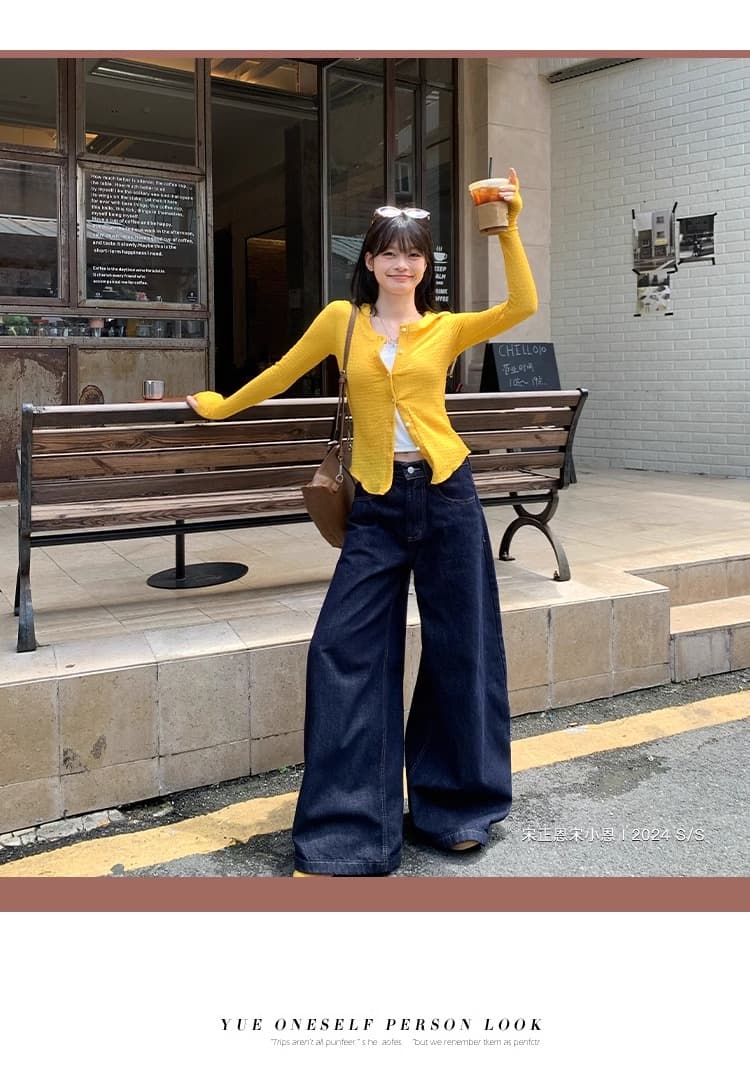 경관 그림 오픈 가디건 짧은 외투 여성 긴 소매 티셔츠 2025 이른 봄 새로운 얇은 라운드 넥 쇼트 스타일 몸매 가꾸기 기본 셔츠 맨위 상세 이미지 27