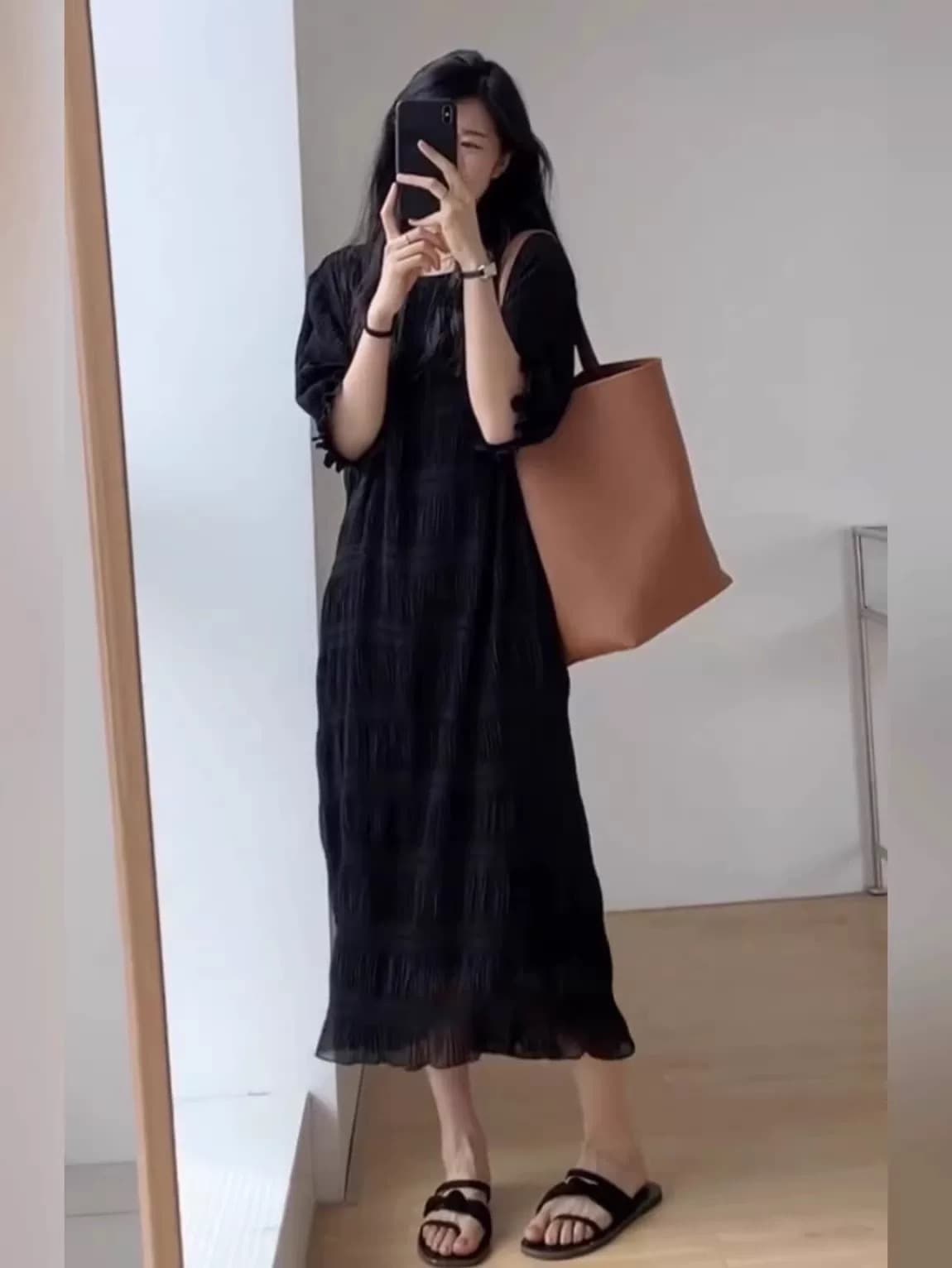 빅 사이즈 지방 mm 프랑스식 품격 여성 드레스 여름 새로운 허리 수축 연령 감소 슬림해 보이는 표지 배 플리츠 차 휴식 치마 상세 이미지 11
