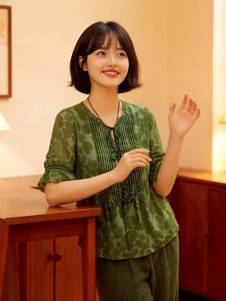 실사 여성 의류 오리지널 브랜드 플래그십 스토어 얇고 가벼운 프린트 맨위 가져 가라. 허리밴드 바지 2026 여름 새로운 상세 이미지 9