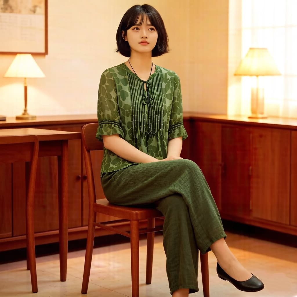 실사 여성 의류 오리지널 브랜드 플래그십 스토어 얇고 가벼운 프린트 맨위 가져 가라. 허리밴드 바지 2026 여름 새로운 상세 이미지 10