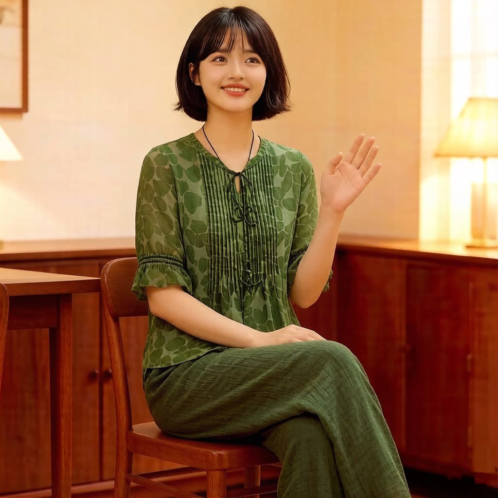 실사 여성 의류 오리지널 브랜드 플래그십 스토어 얇고 가벼운 프린트 맨위 가져 가라. 허리밴드 바지 2026 여름 새로운 상세 이미지 11