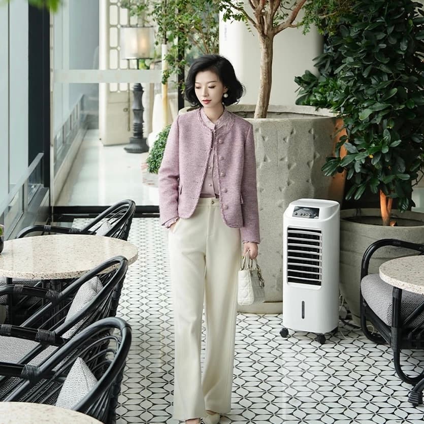 분말 보라색 작은 샤넬 스타일 여성 코트 봄 가을 2025 새로운 가을 겨울 연령 감소 여성 쇼트 스타일 부드러운 찹쌀 트위드 맨위 상세 이미지 6