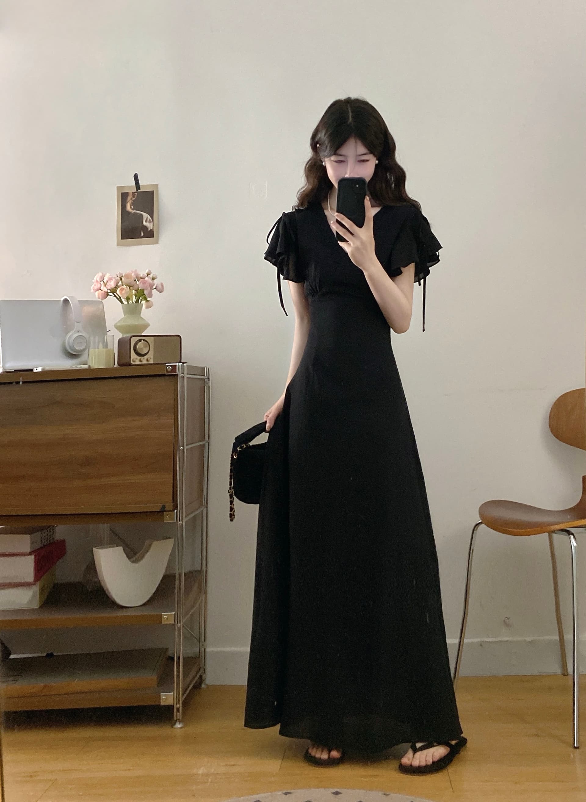 실사 빅 사이즈 여성 의류 그는 벤 바람 우아함 몸매 가꾸기 드레스 품격 부드러운 고급 센스 롱 스커트 상세 이미지 9