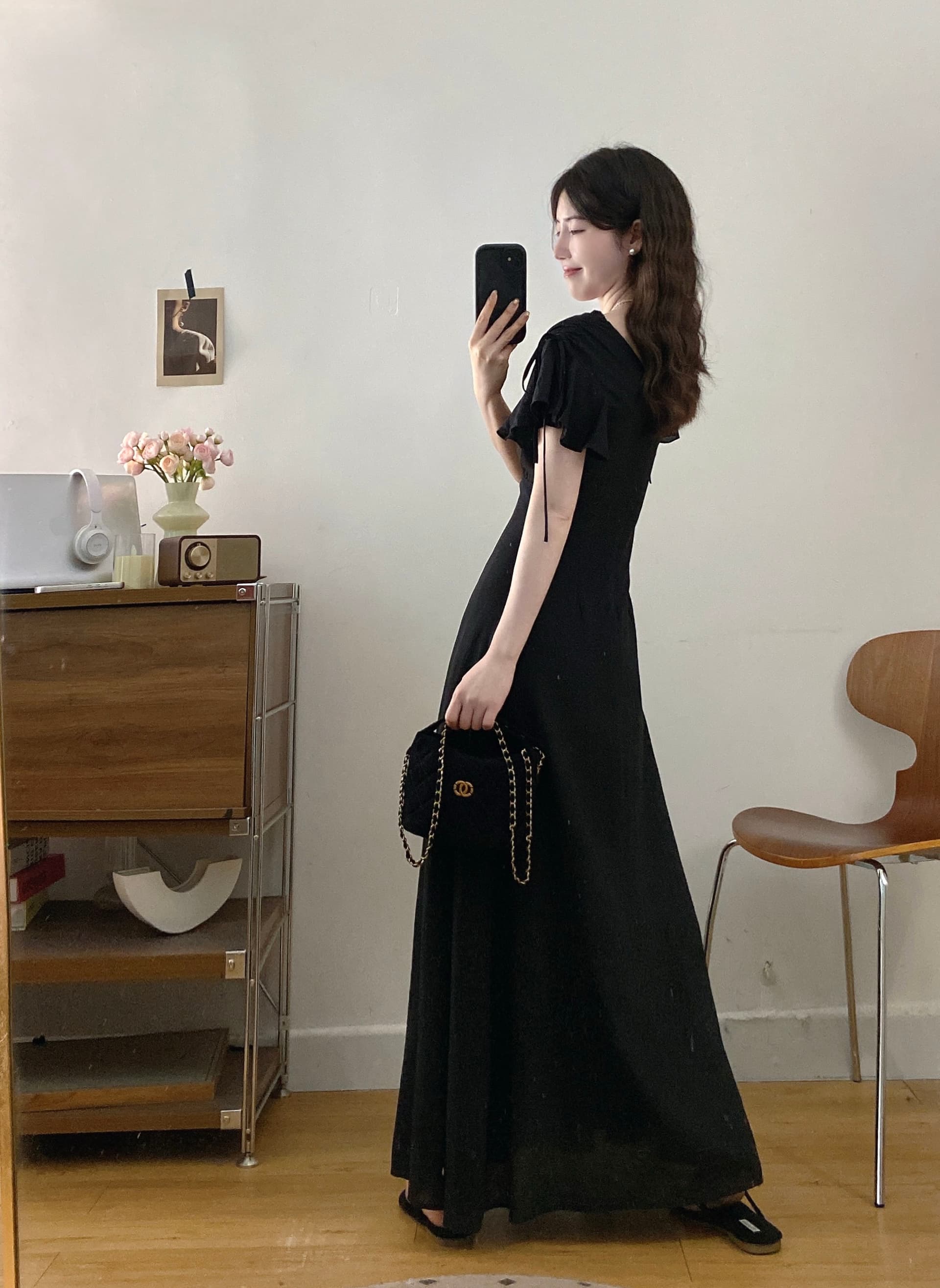 실사 빅 사이즈 여성 의류 그는 벤 바람 우아함 몸매 가꾸기 드레스 품격 부드러운 고급 센스 롱 스커트 상세 이미지 12