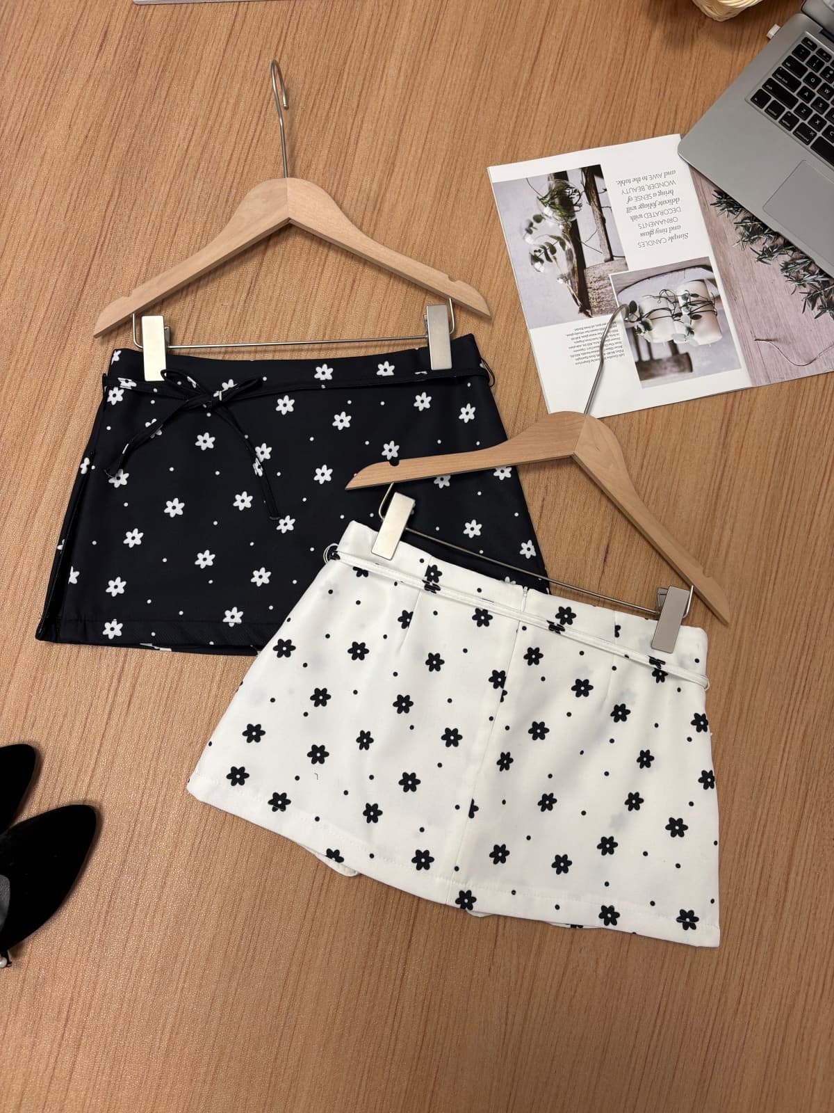 실사 봄 여름 새로운 한 부서 chic 핫걸 레이스업 작은 미니 스커트 꽃무늬 반신 스커트 측면 지퍼 트임 바지 상세 이미지 6