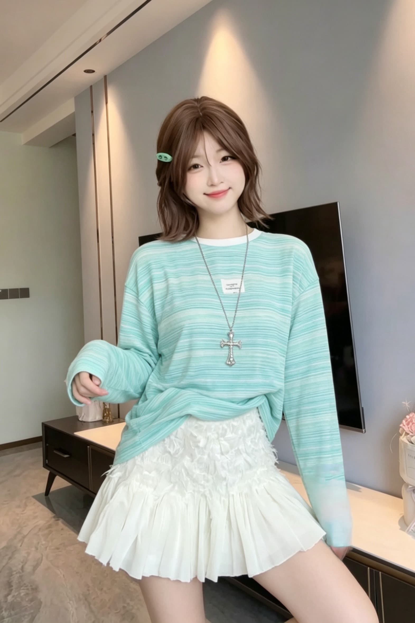 여름 새로운 프랑스식 부드러운 낭만주의 술 반신 스커트 아름다운 슈퍼 잘 생긴 쉬폰 프릴 패치워크 미니 스커트 이미지 6