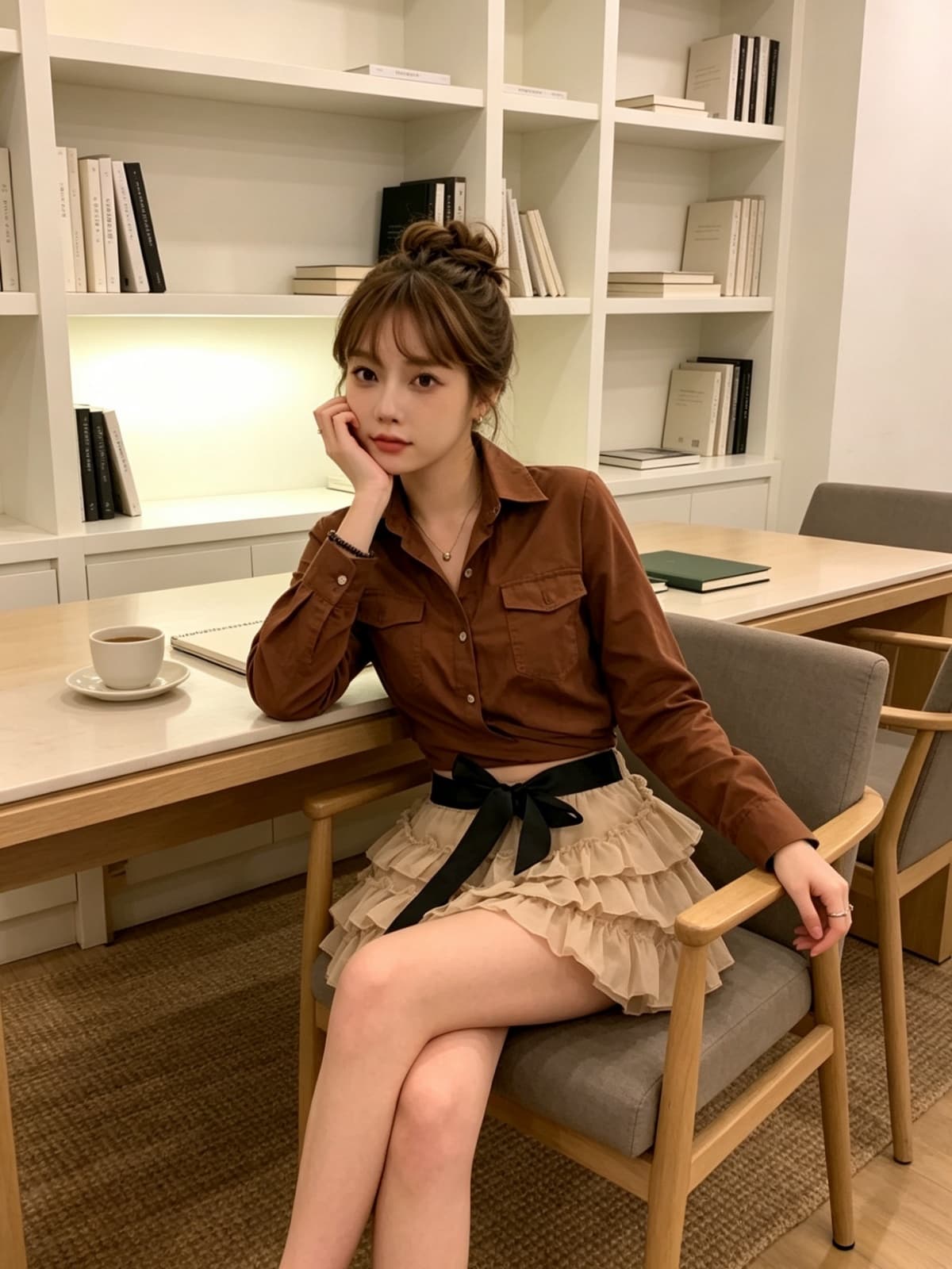 여름 새로운 한 부서 소녀 슈퍼 잘 생긴 나비 매듭 리본 반신 스커트 달콤함 연령 감소 발레 바람 케이크 미니 스커트 상세 이미지 4