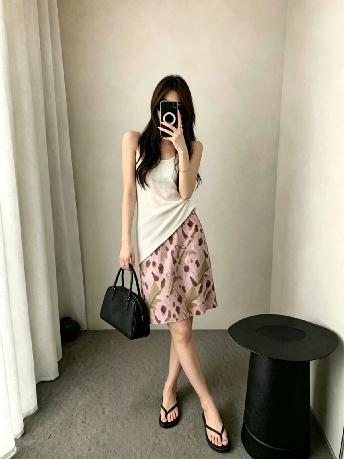 여름 새로운 한 부서 chic 부드러운 바람 패션 다용도 파란색 꽃무늬 반신 스커트 쉬폰 거즈 스커트 한 마디 중간 스커트 상세 이미지 9