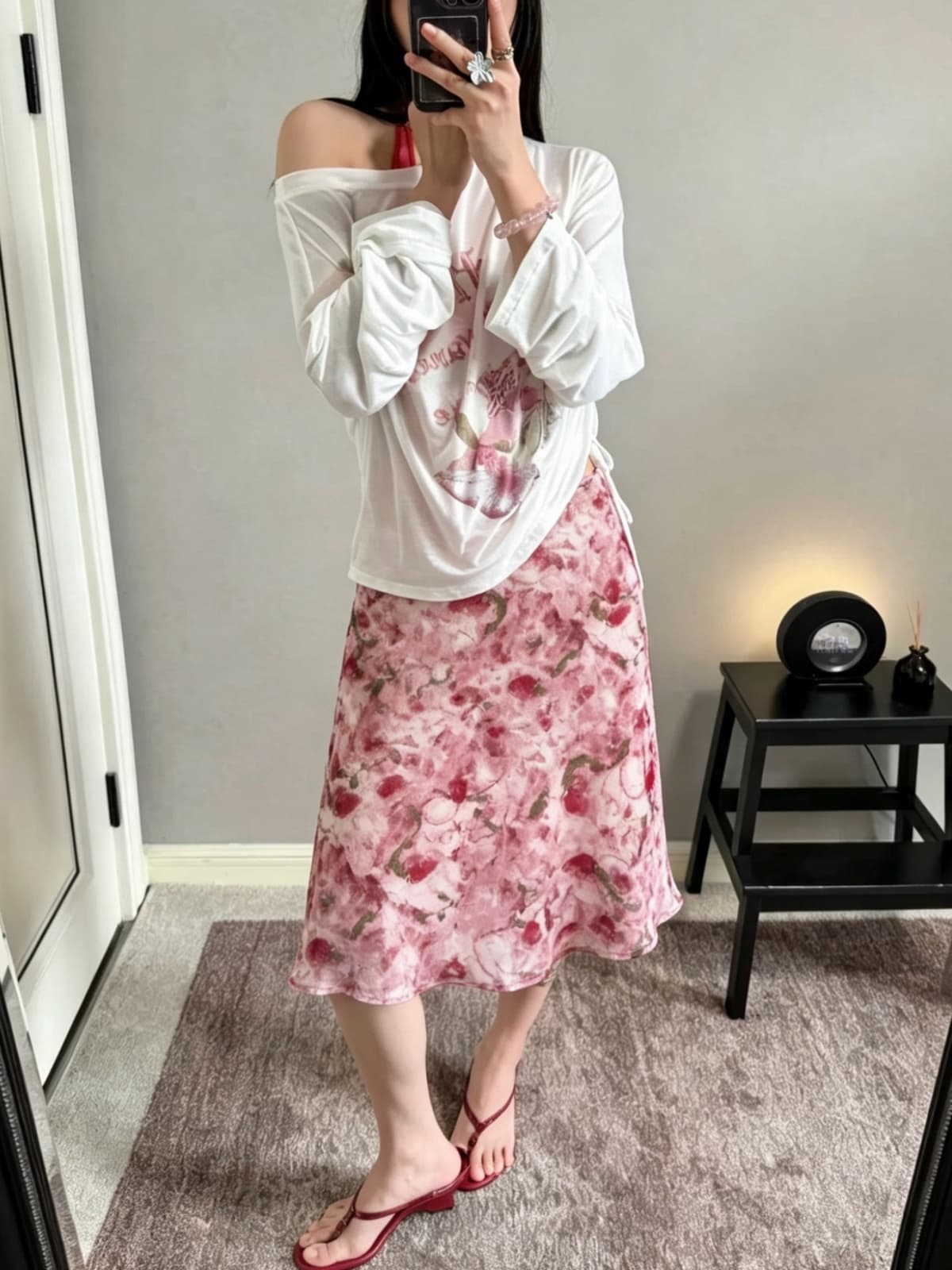 여름 새로운 프랑스식 chic 부드러운 유화 센스 안개 안개 분말 반신 스커트 패션 다용도 쉬폰 5 점 중간 스커트 이미지 4