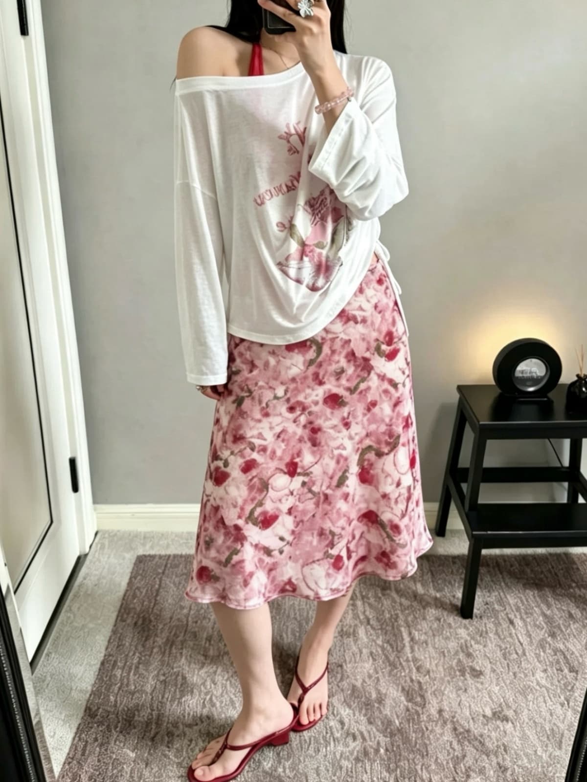 여름 새로운 프랑스식 chic 부드러운 유화 센스 안개 안개 분말 반신 스커트 패션 다용도 쉬폰 5 점 중간 스커트 상세 이미지 7