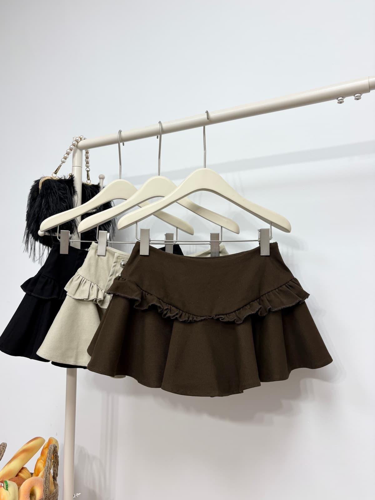실사 가을 새로운 한 부서 ins 데님 면 반신 스커트 프릴 단추 디자인 센스 한 마디 달콤한 차가운 초단 스커트 상세 이미지 6
