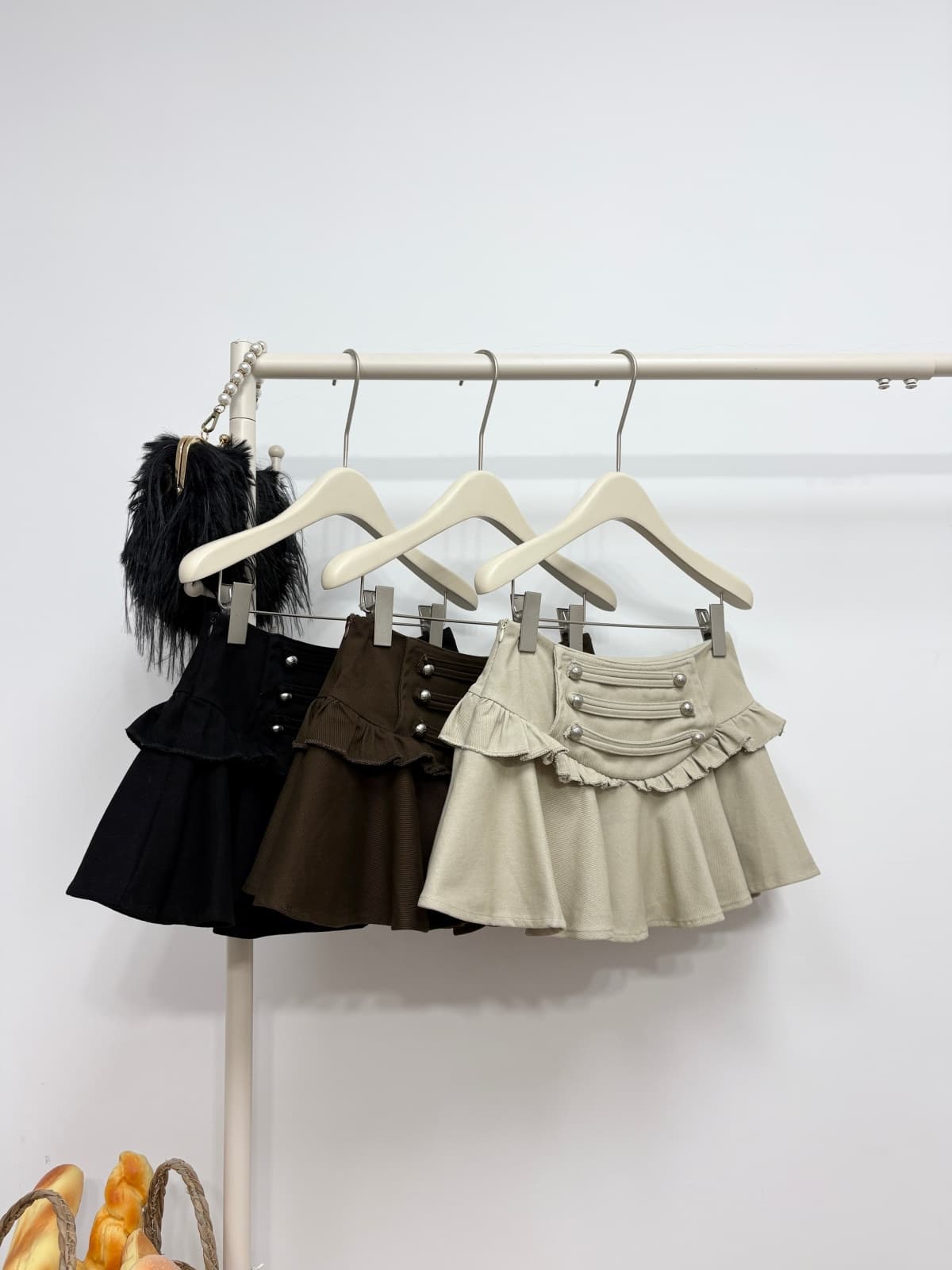 실사 가을 새로운 한 부서 ins 데님 면 반신 스커트 프릴 단추 디자인 센스 한 마디 달콤한 차가운 초단 스커트 상세 이미지 13